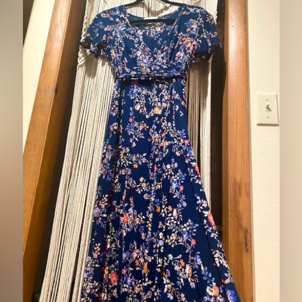 NWOT Patrons of Peace Floral Wrap Maxi Dress